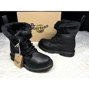 Dr. Martens 1460 Kolbert Boot Triple All Black Combat Fur Lined Waterproof sz 5